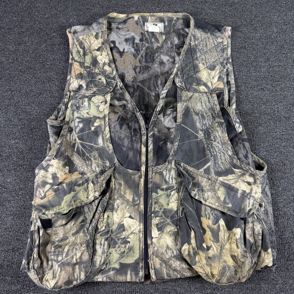 Mossy Oak Hunting Vest Mens Medium Break-Up Camo Mesh Back Game Pouch EUC